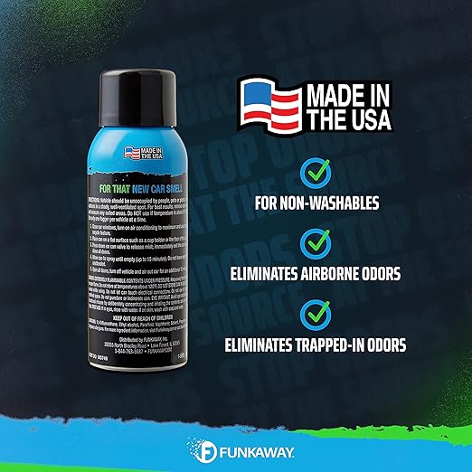 FunkAway Full-Release Car Deodorizer Spray (2 oz - 4 Pack) Lasts Up to 30 Days Car Air Freshener and Odor Eliminator for SUVs Trucks and RVs Automotive Aerosol that Attacks Funk at the Source