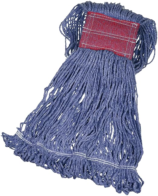 Amazon Basics Loop-End Synthetic Mop Head 5-Inch Headband Large Machine Washable Blue 6-Pack